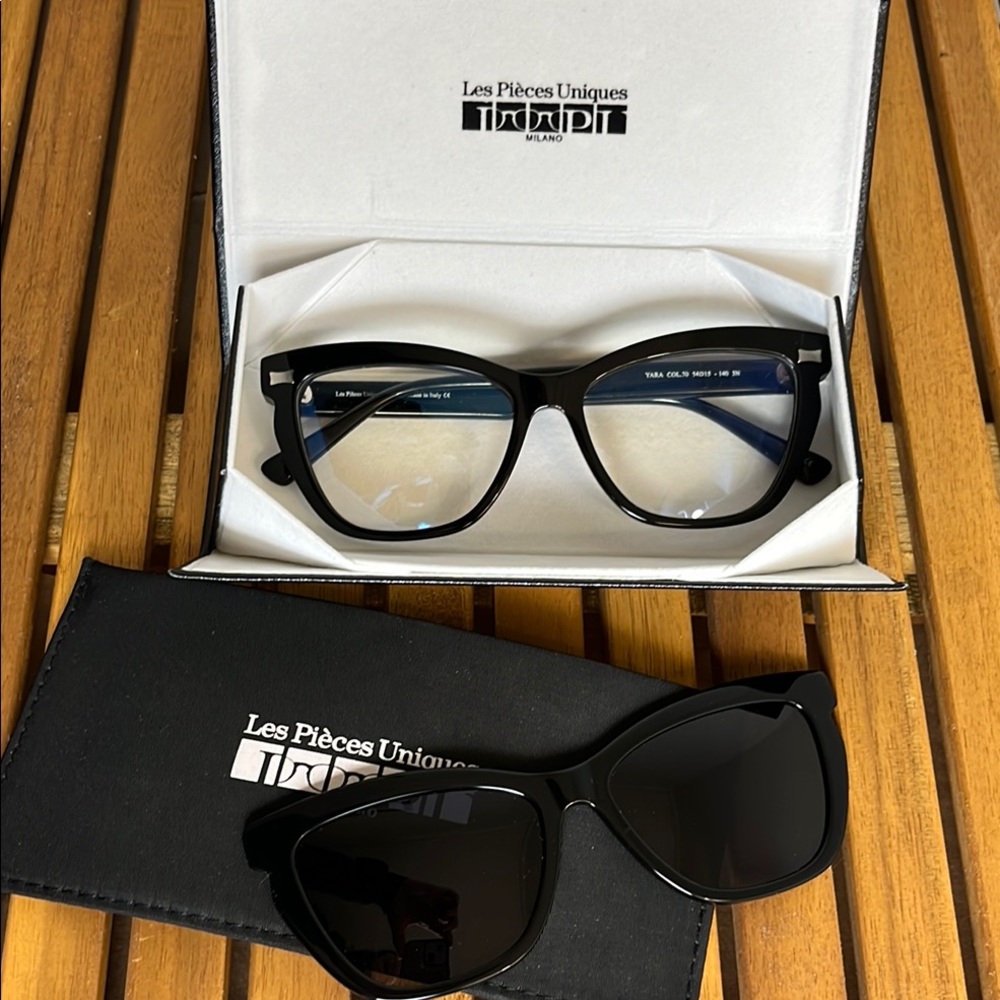 Prescription Ready Optical Glasses Cat Eye with Sunglasses Clip On Made in Italy